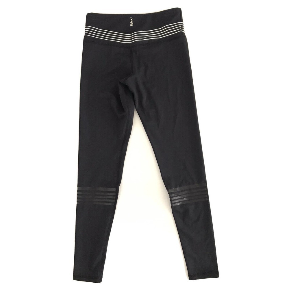 Lilybod | Stripe Tights Womens Size S Black Fitted Slim Stretch Pull on